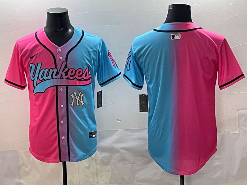 Men 2025 New York Yankees Blank Blue pink Game Nike MLB Jersey style 006
